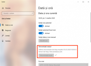 Ceasul a fost sincronizat cu succes