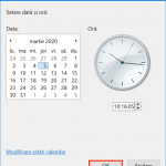 Apasă OK și noua dată și/sau oră sunt salvate