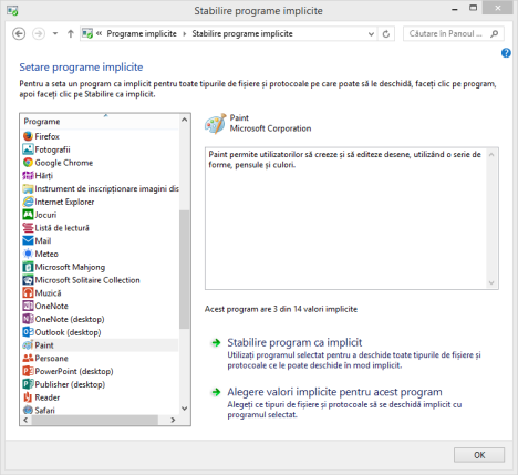 programe implicite, setare, extensii, fisiere, Windows 8.1, Windows 7