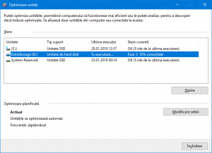 Optimizare (defragmentare) de hard-disk