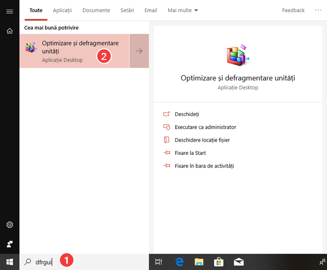 Caută dfrgui în Windows 10