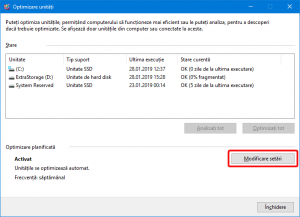 Planifică optimizarea unităților de disc