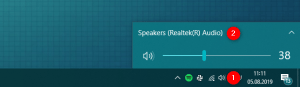 Meniul Sunet de pe bara de activități din Windows 10