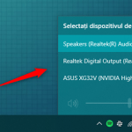 Alegerea dispozitivului de redare din meniul Selectați dispozitivul de redare