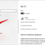 Conexiunea de rețea prin Wi-Fi