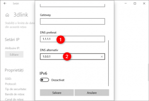 Serverul DNS preferat și serverul DNS alternativ