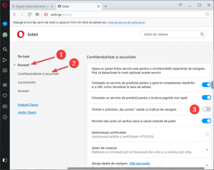 Accesează comutatorul Nu urmări în Opera
