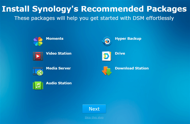 Instalarea pachetelor software recomandate de Synology
