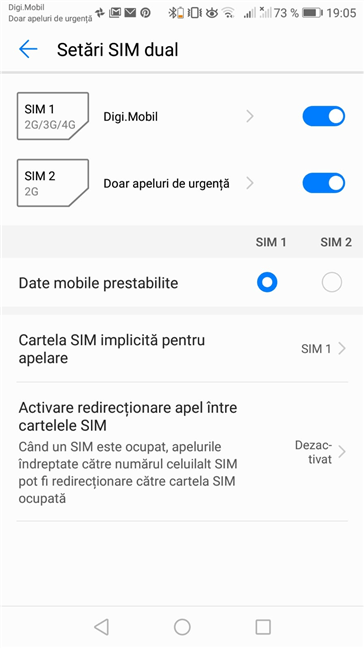 Setări Dual SIM pe un Huawei P10 lite