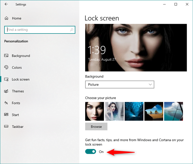 Get fun facts, tips, and more from Windows and Cortana on your Lock Screen