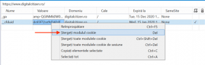 Ștergeți modulul cookie elimină cookie-ul selectat