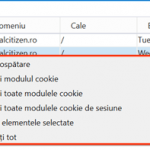 Deschide un meniu contextual pentru cookie-ul pe care vrei să-l ștergi