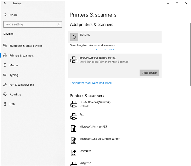 Instalarea Epson EcoTank L5190 în Windows 10