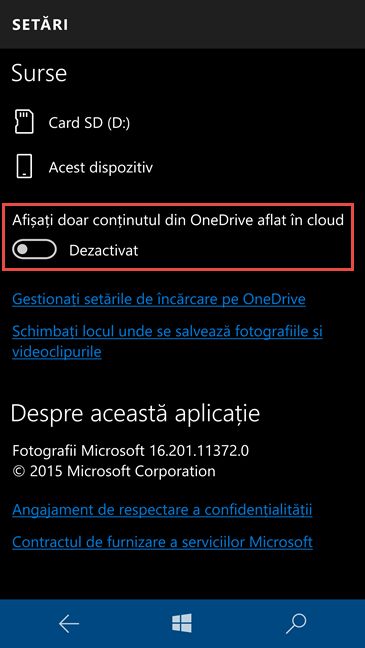 Fotografii, aplicatie, exclude, poze, OneDrive, Windows 10, Windows 10 Mobile