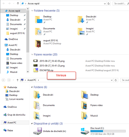 File Explorer, diferente, Windows 10, Windows 8.1