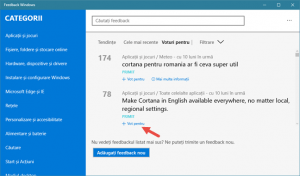 aplicatie, Windows 10, Feedback Windows, raporteaza, voteaza, sugestii, probleme