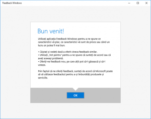 aplicatie, Windows 10, Feedback Windows, raporteaza, voteaza, sugestii, probleme