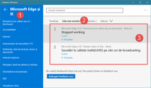 aplicatie, Windows 10, Feedback Windows, raporteaza, voteaza, sugestii, probleme