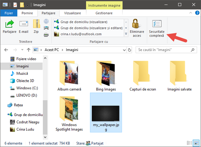 File Explorer, Windows, partajare, fisiere