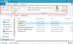 File Explorer, Windows, partajare, fisiere