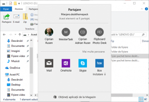 File Explorer, Windows, partajare, fisiere