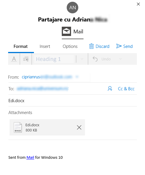 File Explorer, Windows 10, partajare