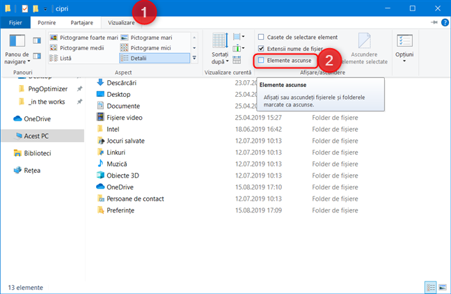 File Explorer - Activează afișarea elementelor ascunse