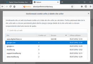 Mozilla Firefox, cookies