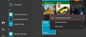 Windows 10, fixeaza, ceasul, ora, orase, Meniul Start