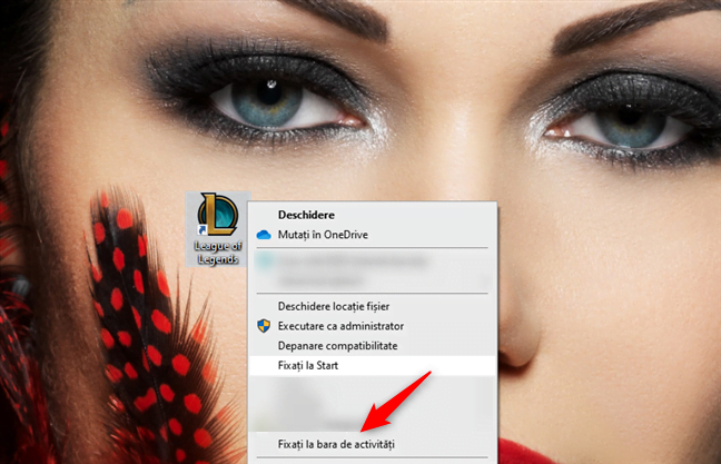 Fixarea unei scurtături de pe desktop pe bara de activități