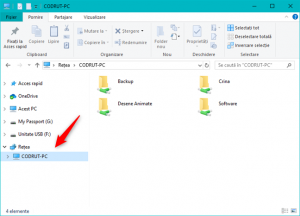 Lista de foldere partajate cu rețeaua