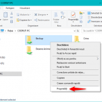 Opțiunea Proprietăți din meniul contextual al unui folder partajat