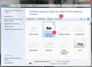 Ascunde un font instalat