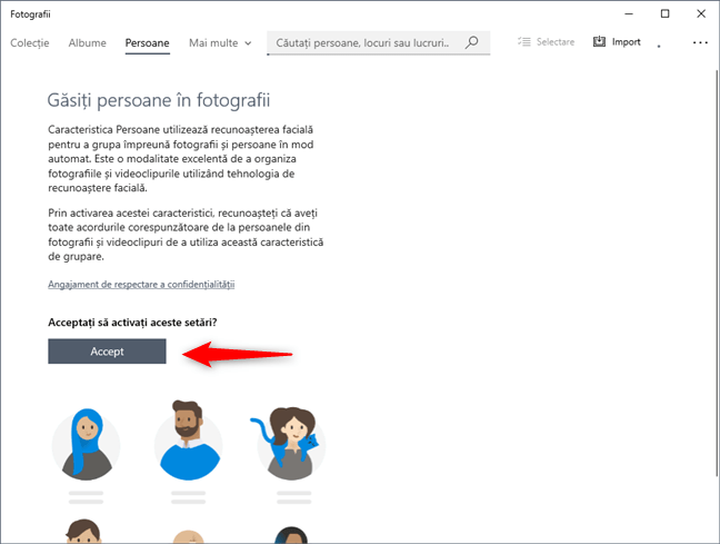 Confirmarea utilizării recunoașterii de persoane în fotografiile tale