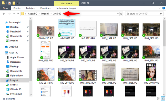 Fotografiile și videoclipurile importate sunt stocate într-un folder separat din folderul tău de Imagini