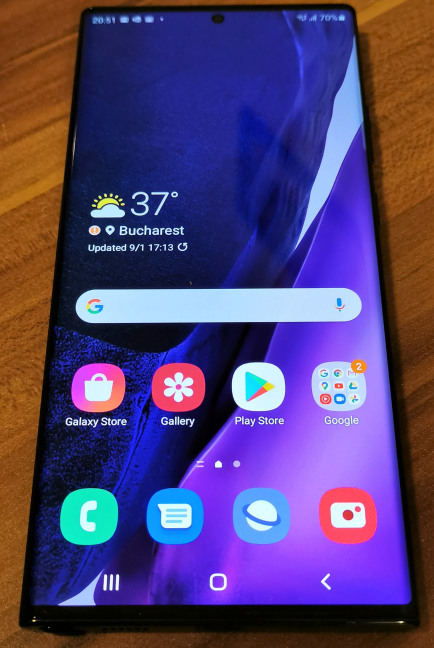 Interfața de utilizare de pe Samsung Galaxy Note20 Ultra 5G