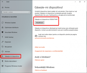 Găsește-mi dispozitivul este dezactivat în Windows 10