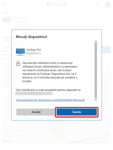 Descrierea de proces pentru Blocați dispozitivul