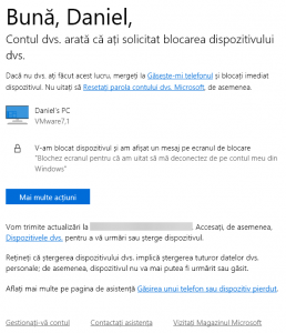 Contul tău îți arată că ai solicitat blocarea dispozitivului