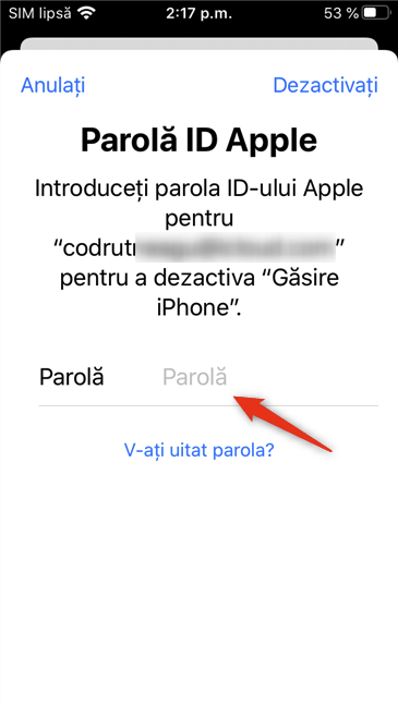 Parola ID-ului Apple folosit pe iPhone
