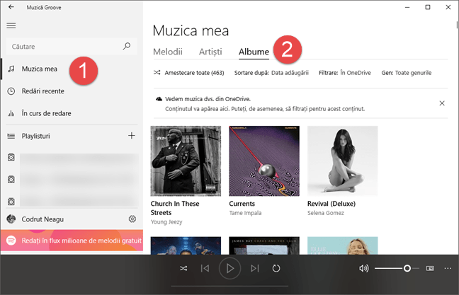 Windows 10, Muzica Groove, OneDrive