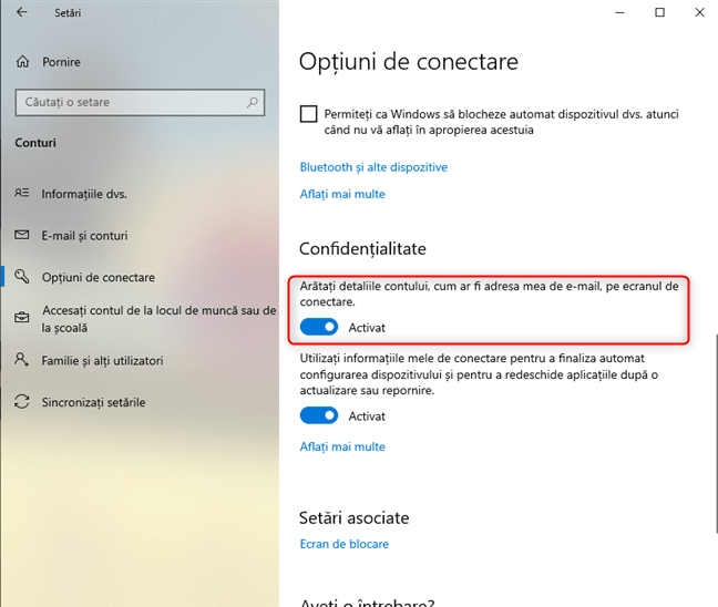 Afișează sau ascunde adresa de email de pe ecranul de conectare al Windows 10