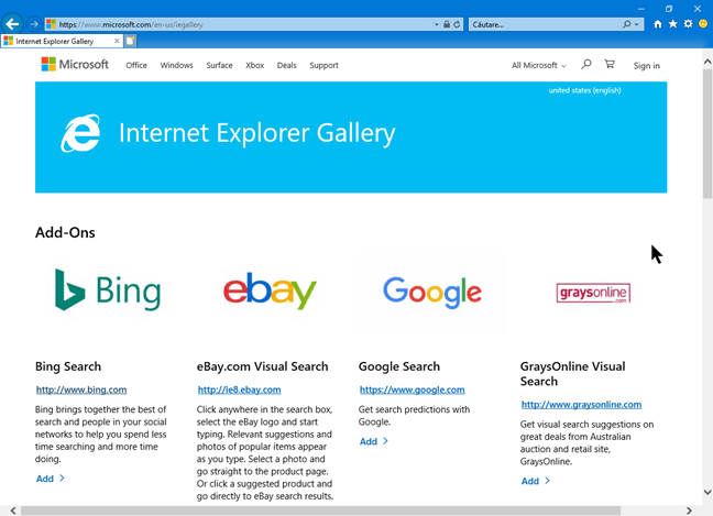 Programe de completare pentru Internet Explorer
