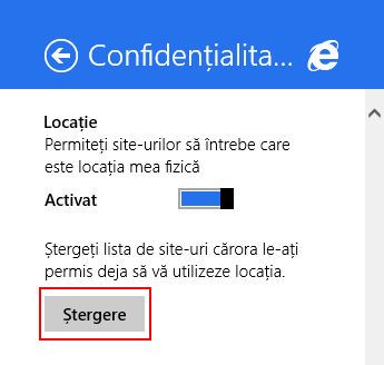 Internet Explorer, Windows 8.1, confidentialitate, setari