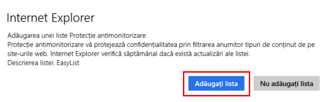 Internet Explorer, Windows 8.1, confidentialitate, setari