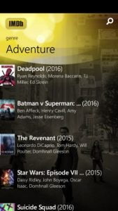 IMDb, aplicatie, telefon, Windows Phone, Windows 10 Mobile, Lumia