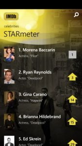 IMDb, aplicatie, telefon, Windows Phone, Windows 10 Mobile, Lumia