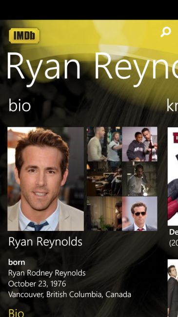 IMDb, aplicatie, telefon, Windows Phone, Windows 10 Mobile, Lumia