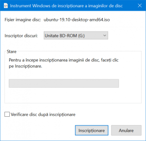 Instrument Windows de inscripționare a imaginilor de disc