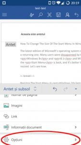 Microsoft Word, Android, documente, insereaza, antet, subsol, numar de pagina